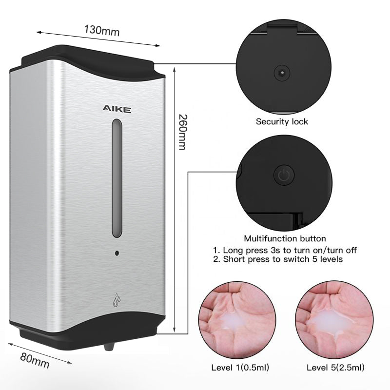 AIKE 1100ml Automatic Soap Dispenser For Commercial Bathroom, AK1206 - AIKE Direct Store