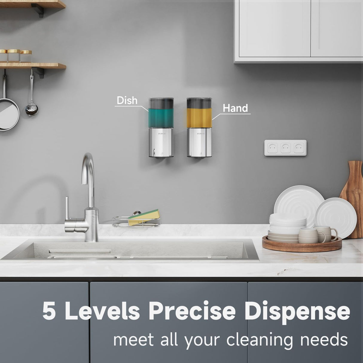 AIKE IPX7 Waterproof Automatic Soap Dispenser Wall Mount,for Home and Commercial Bathroom 13.5oz ,Model AK1213-1 - AIKE Direct Store