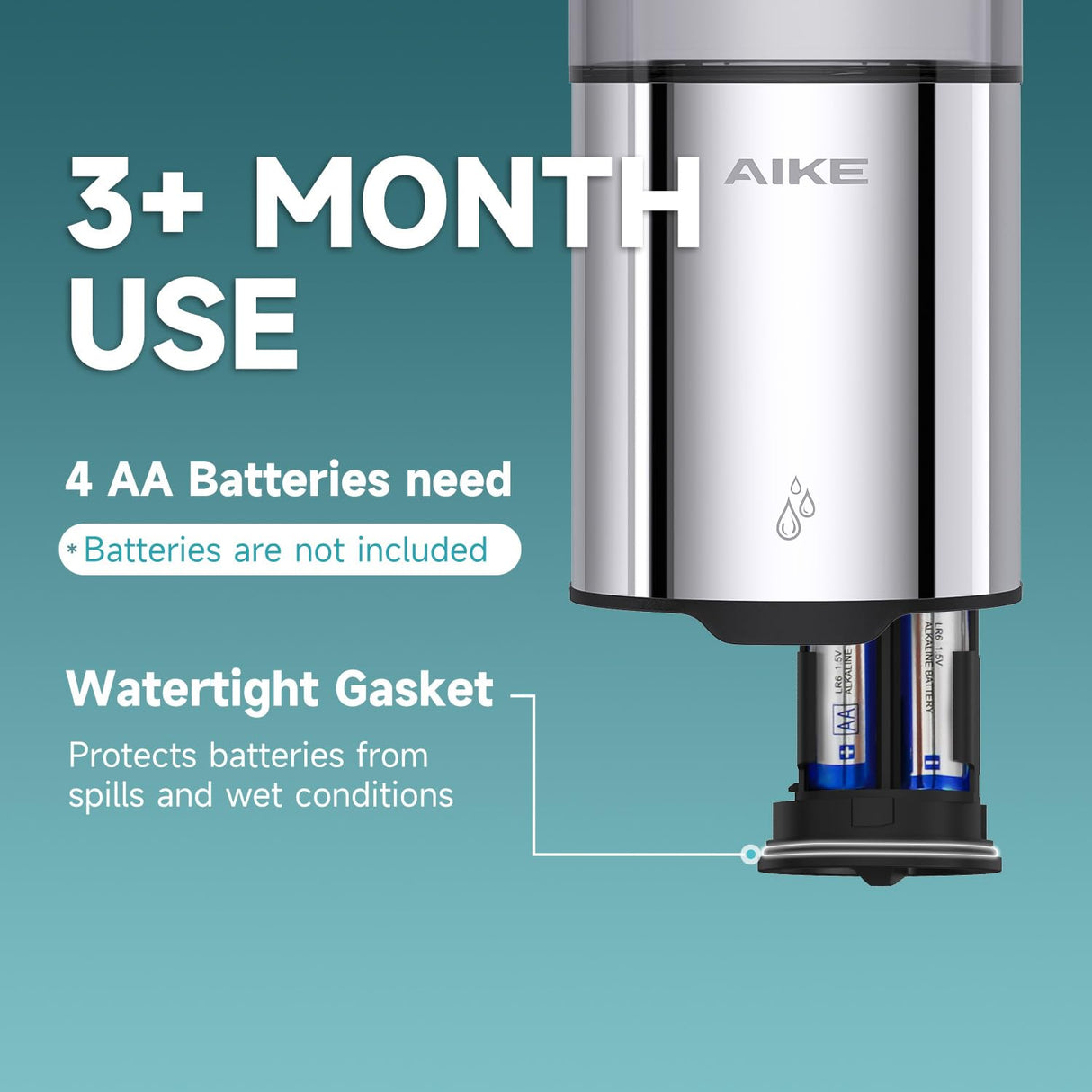 AIKE IPX7 Waterproof Automatic Soap Dispenser Wall Mount,for Home and Commercial Bathroom 13.5oz ,Model AK1213-1 - AIKE Direct Store