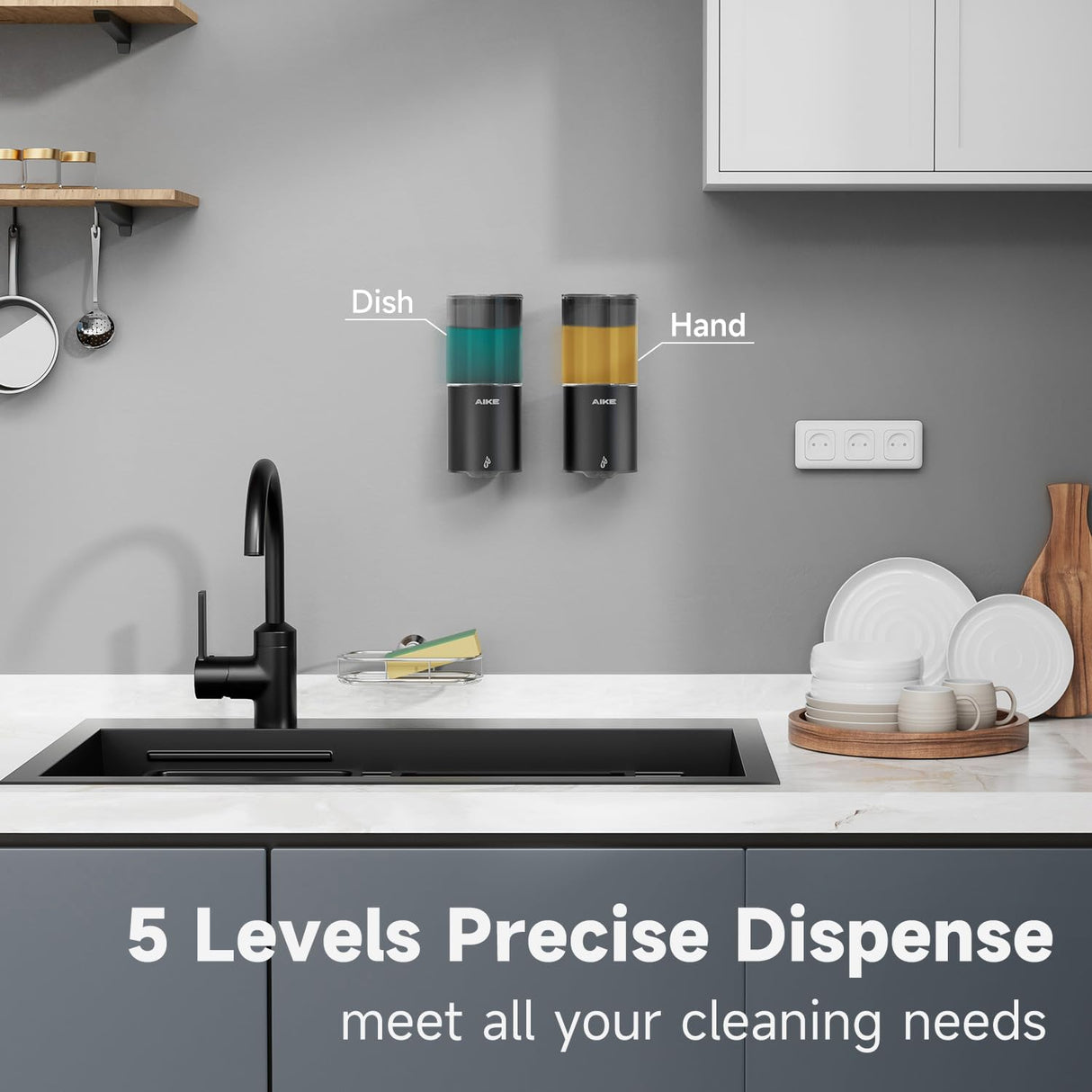 AIKE IPX7 Waterproof Automatic Soap Dispenser Wall Mount,for Home and Commercial Bathroom 13.5oz ,Model AK1213-1 - AIKE Direct Store