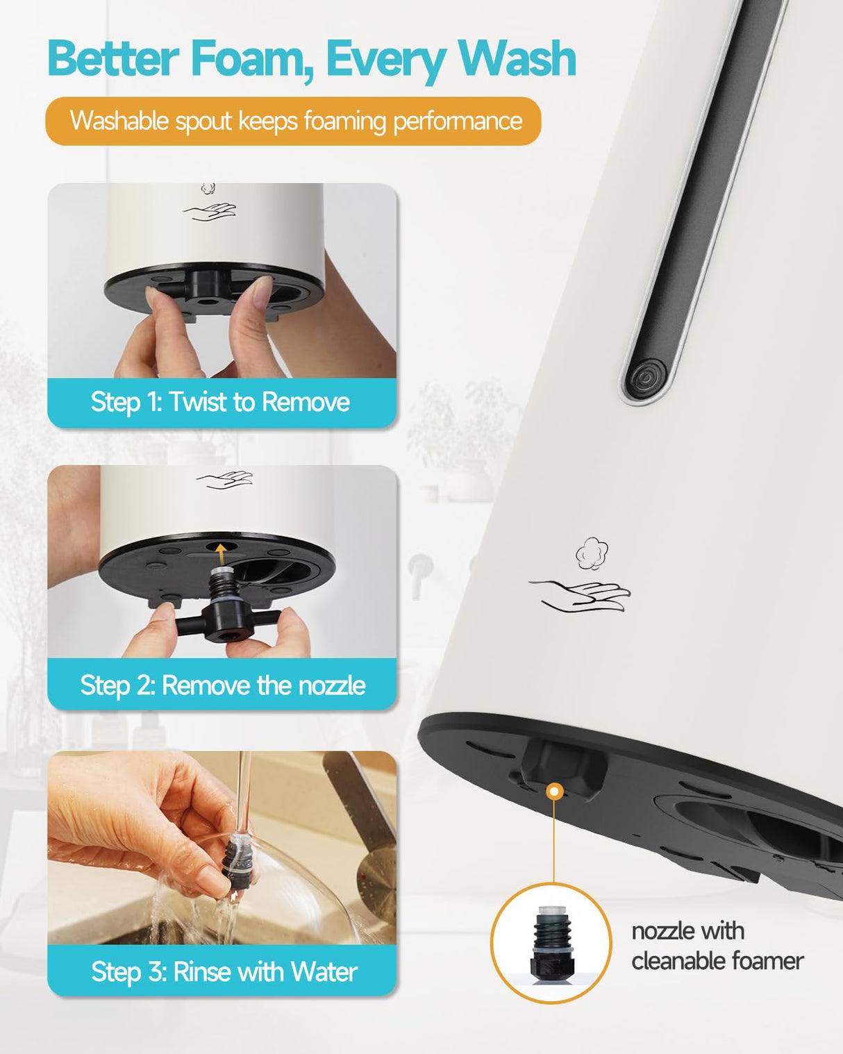 AIKE Automatic Foam Stainless Steel Soap Dispenser 5-Gear Adjustable 25 Fl Oz,Model AK1205FA - AIKE Direct Store