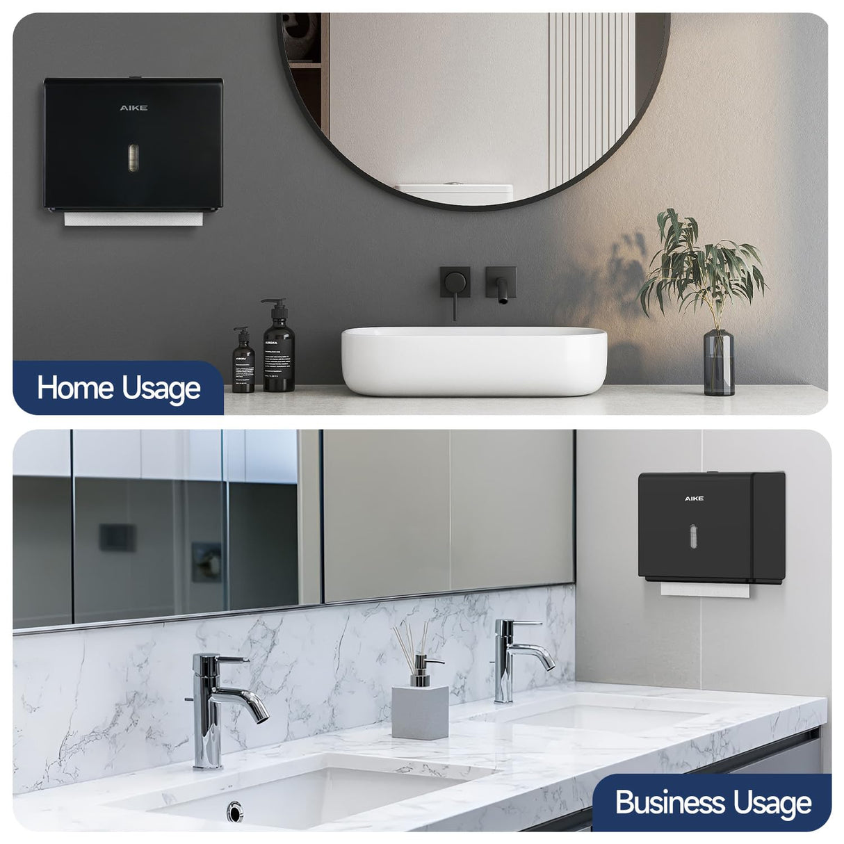 AIKE 200 Sheets Wall Mount Paper Towel Dispenser with Clear Window.Fit Multifold Paper Size 10"x3.1" or Smaller,Model AK5102 - AIKE Direct Store