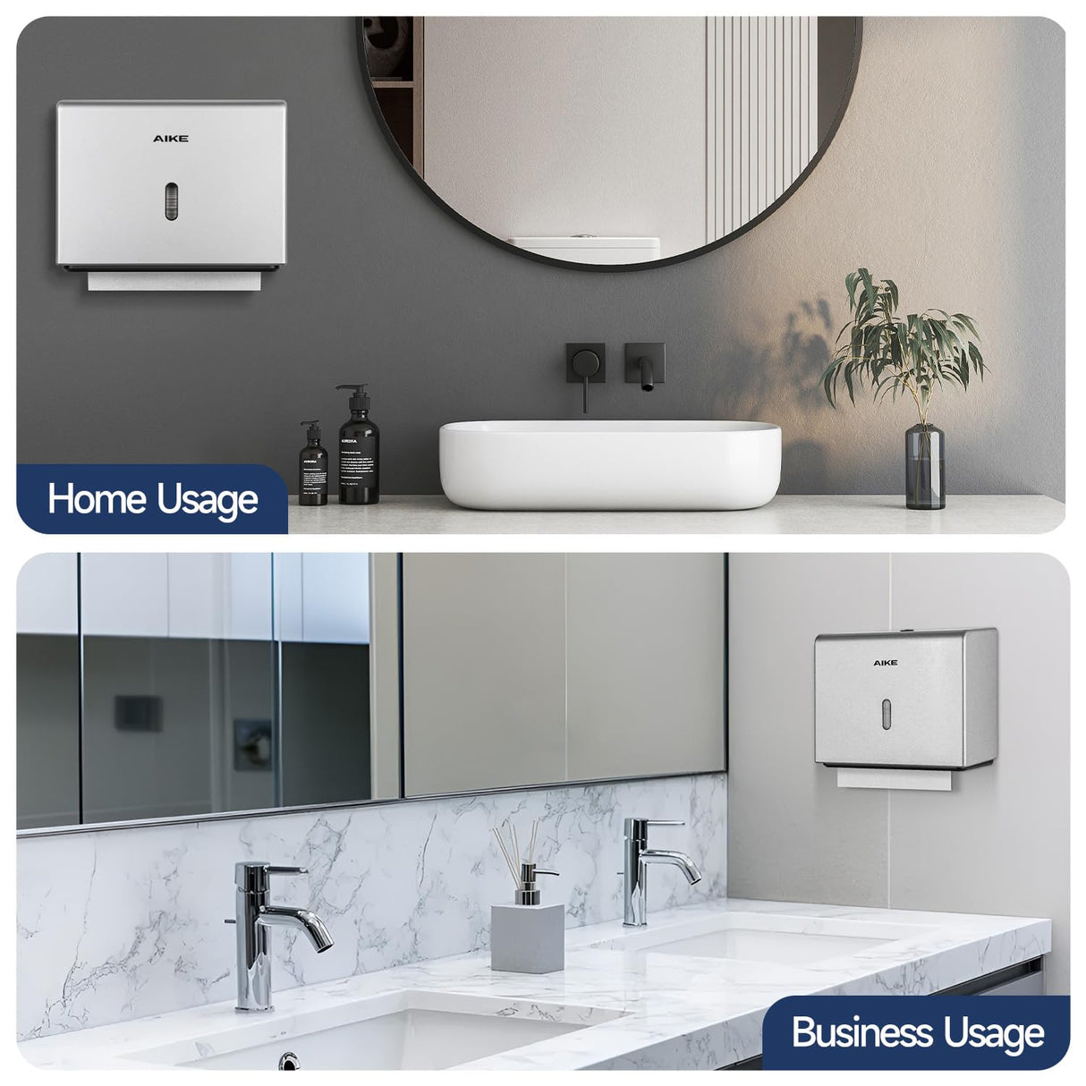 AIKE 200 Sheets Wall Mount Paper Towel Dispenser with Clear Window.Fit Multifold Paper Size 10"x3.1" or Smaller,Model AK5102 - AIKE Direct Store