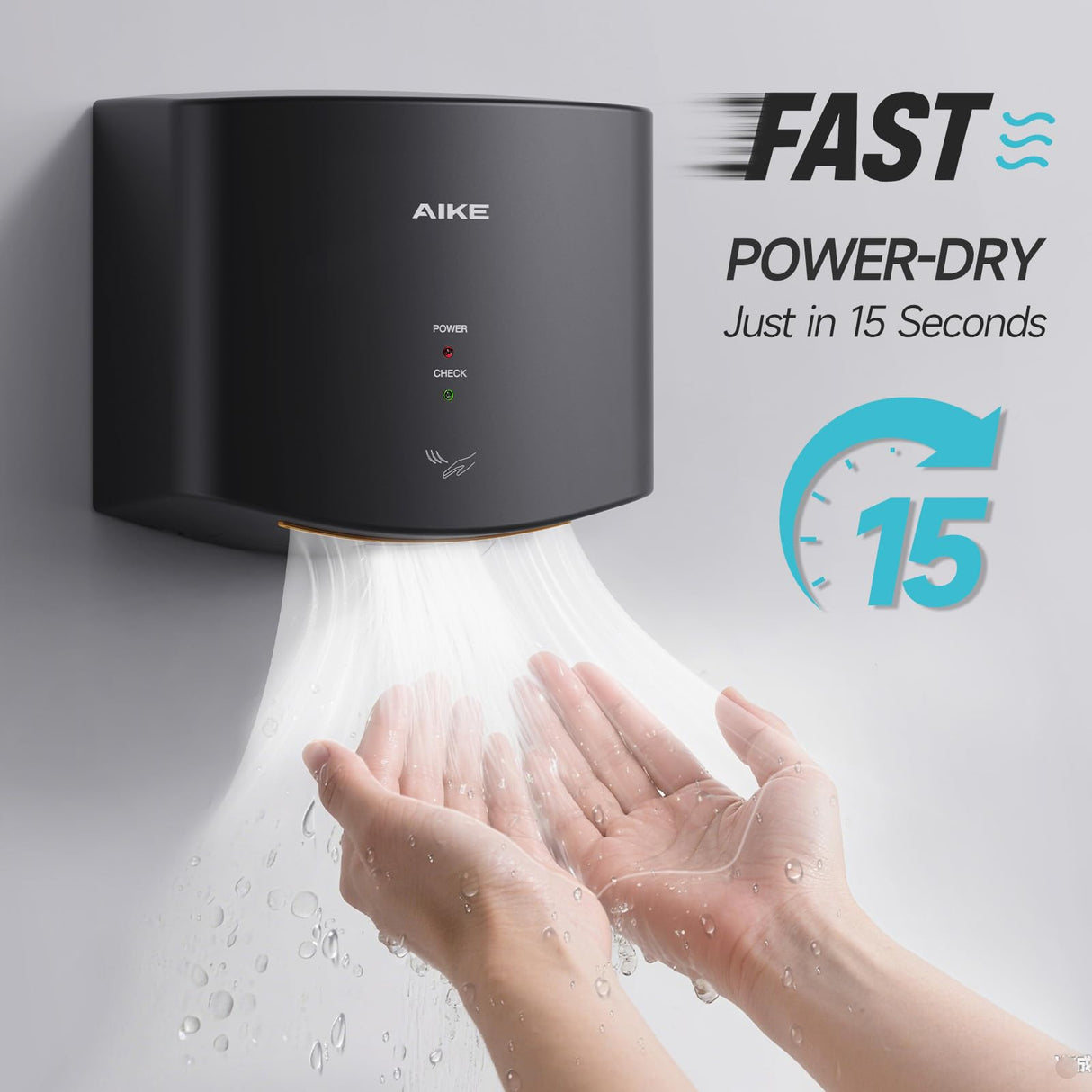 AIKE Air Wiper Compact Electric Hand Dryer for Commercial Bathroom, AK2630s
