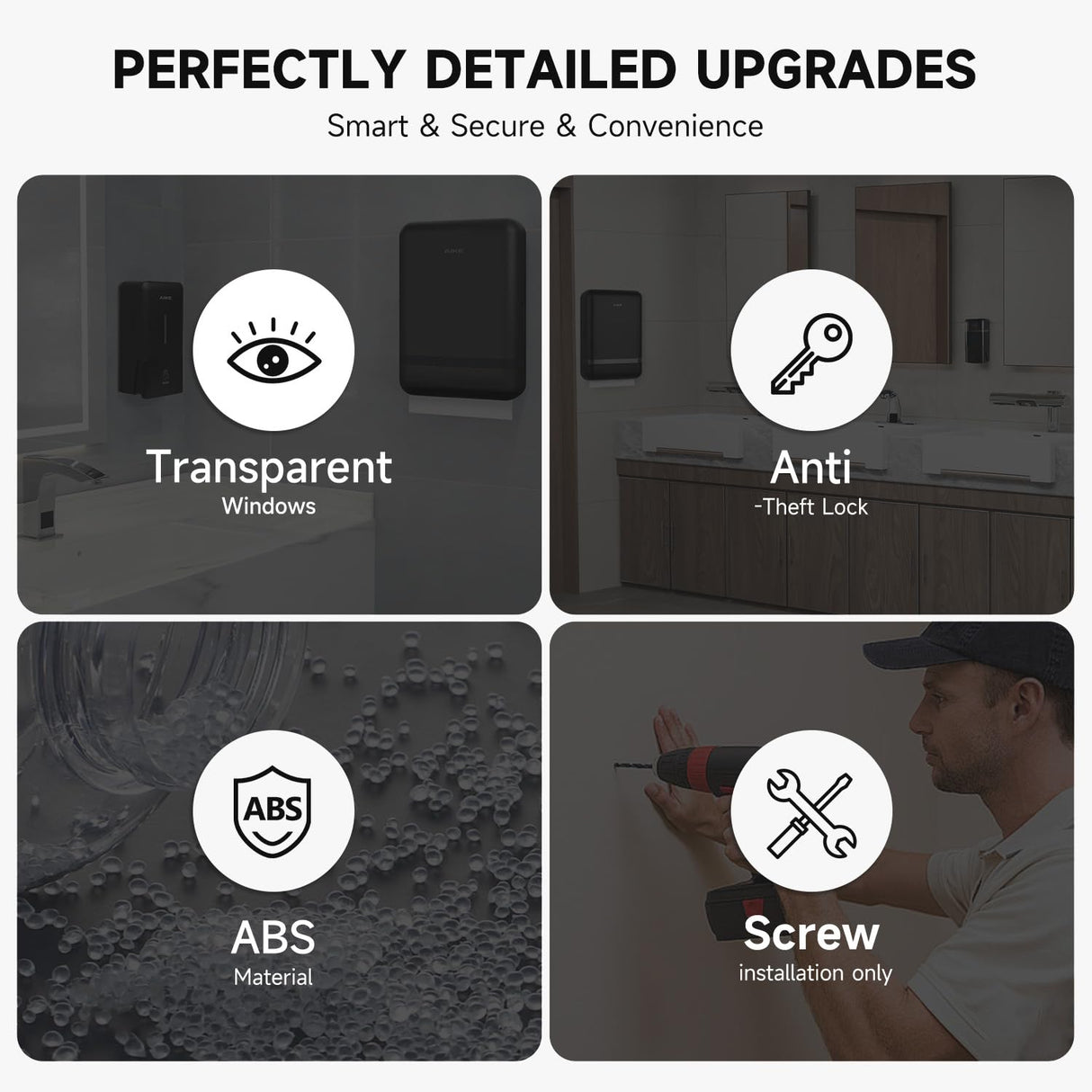 AIKE Commercial Wall Mount Paper Towel Dispenser with Lock,400 Sheets Large Capacity,Model AK5301