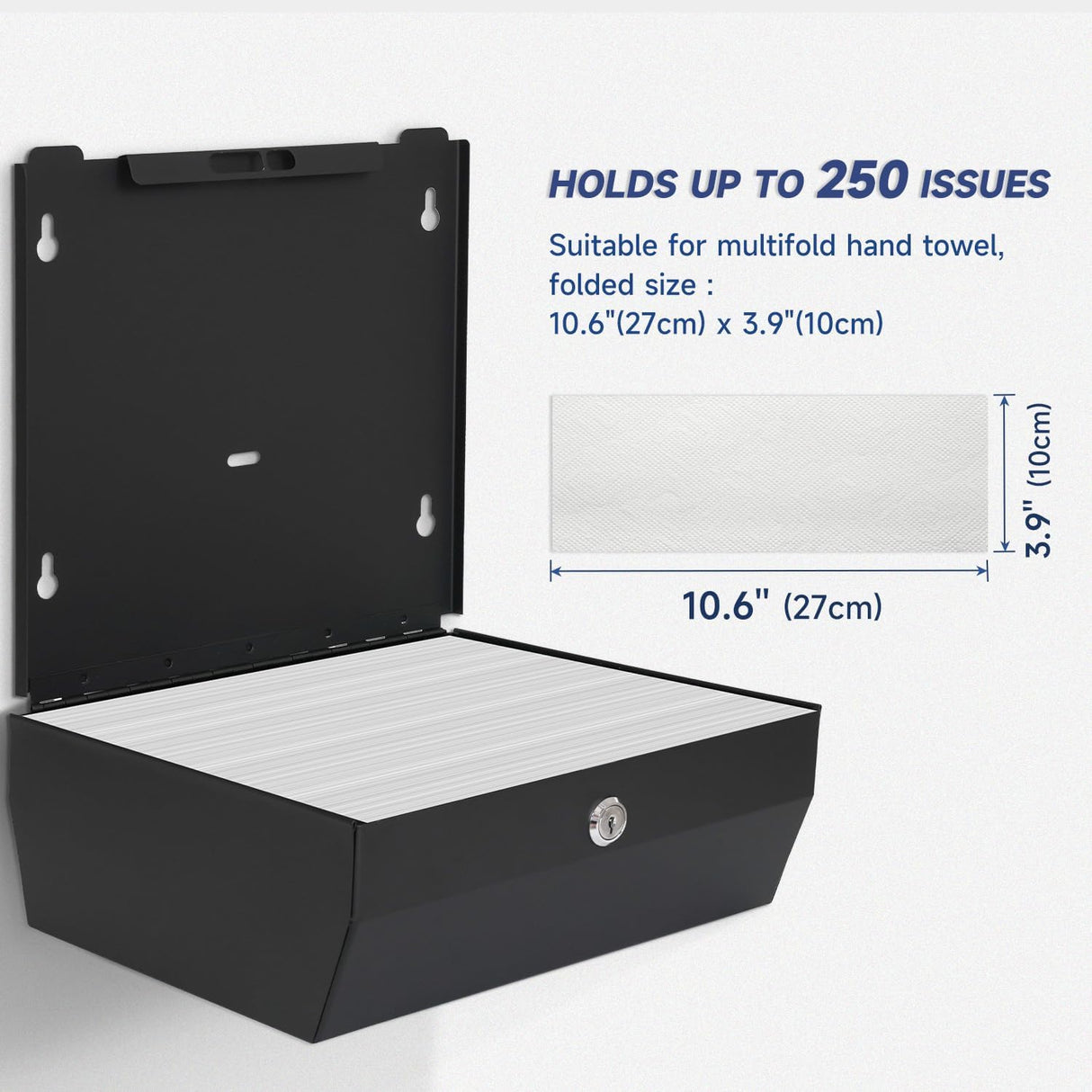 AIKE 250 Sheets Stainless Steel Commercial Wall Mount Paper Towel Dispenser with Lock,Model AK5180 - AIKE Direct Store