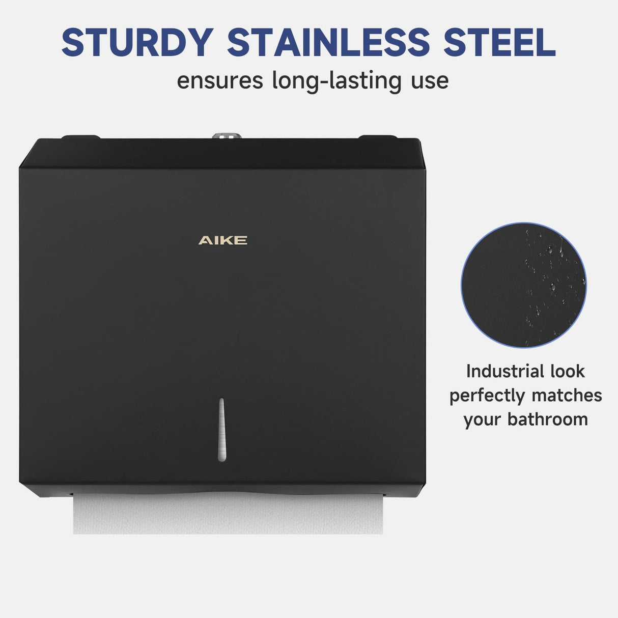 AIKE 250 Sheets Stainless Steel Commercial Wall Mount Paper Towel Dispenser with Lock,Model AK5180 - AIKE Direct Store