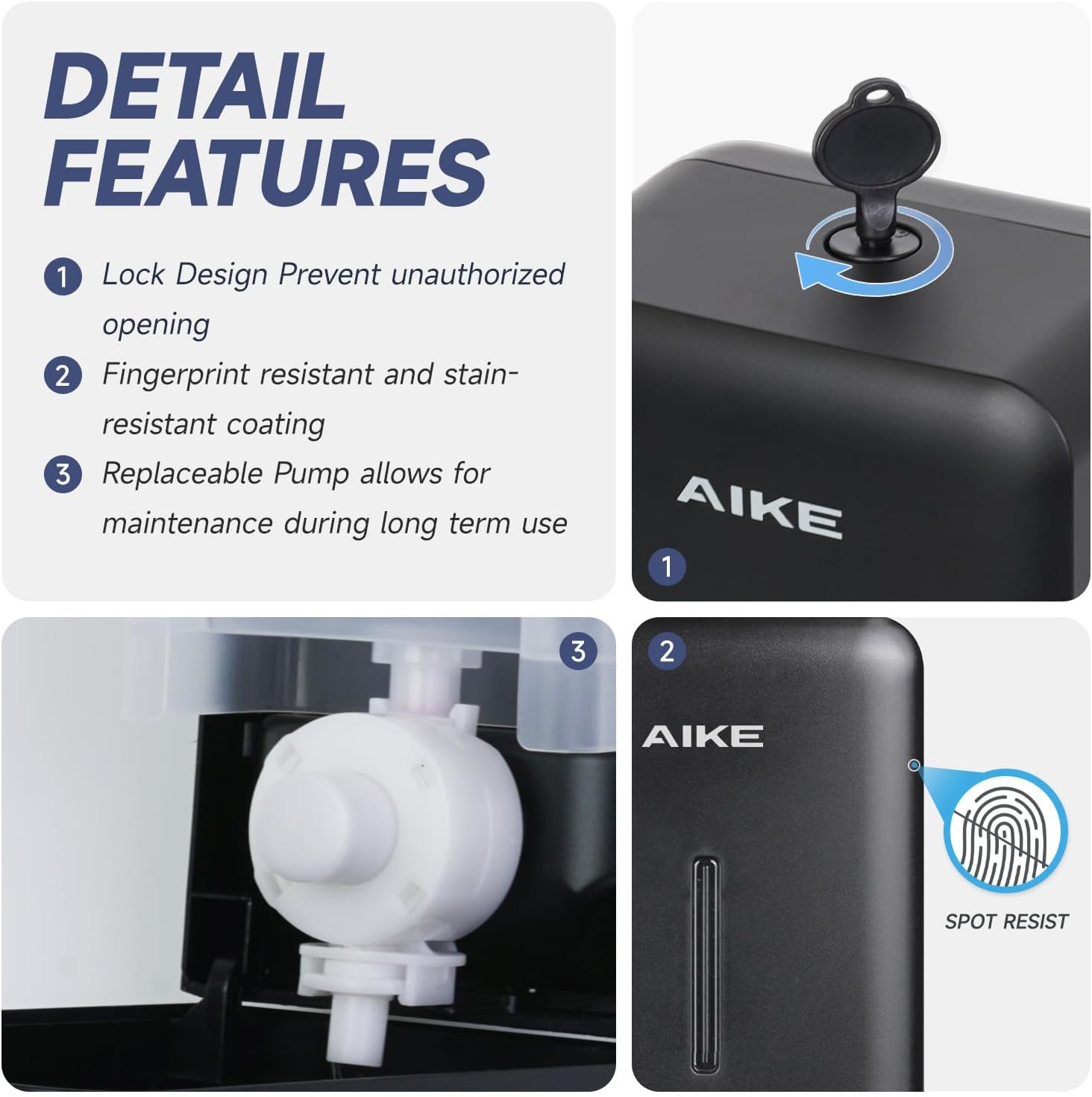 AIKE Manual Push Liquid Soap Dispenser for Commercial Bathroom 27oz Large Capacity,Model AK1006 - AIKE Direct Store