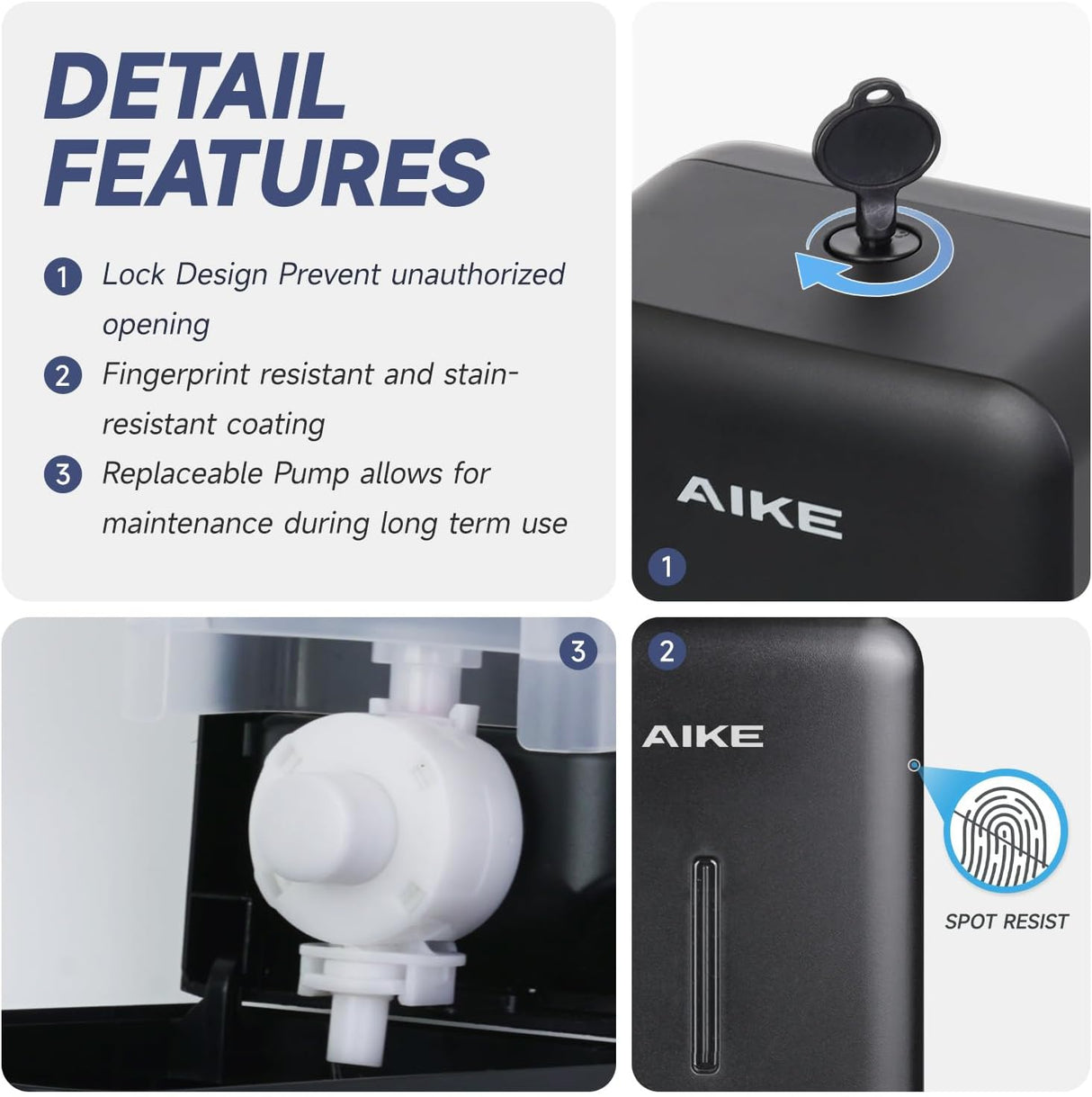 AIKE Manual Push Liquid Soap Dispenser for Commercial Bathroom 27oz Large Capacity,Model AK1006 - AIKE Direct Store