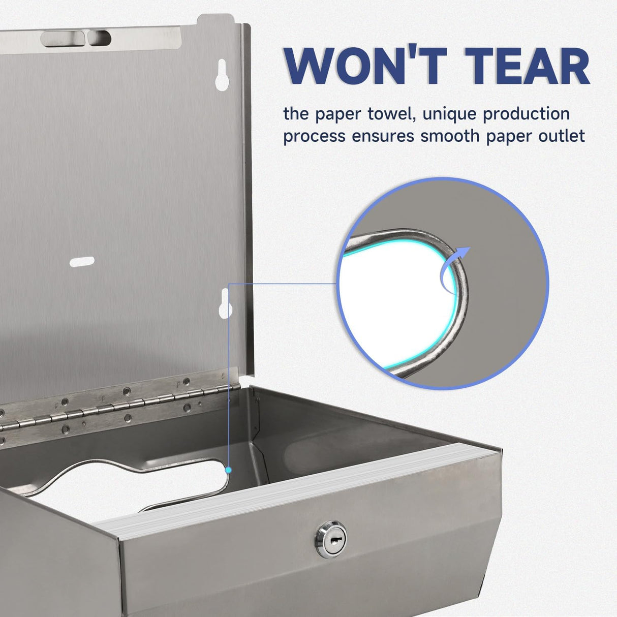 AIKE 250 Sheets Stainless Steel Commercial Wall Mount Paper Towel Dispenser with Lock,Model AK5180 - AIKE Direct Store