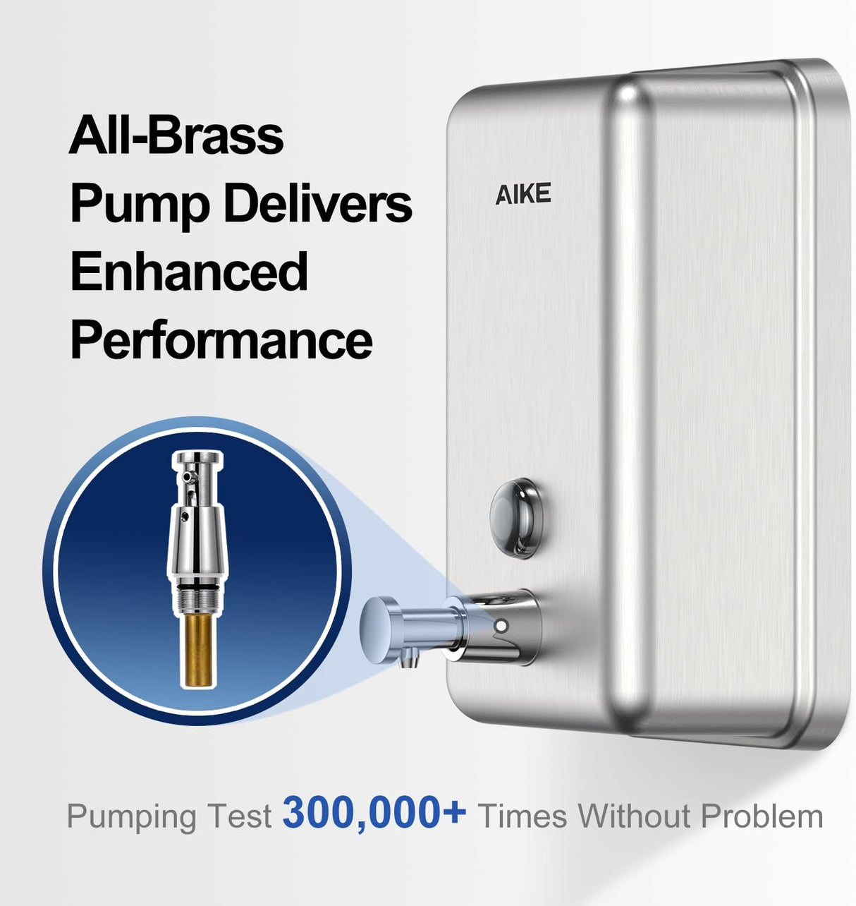 AIKE 37 FL OZ (1100ml) Stainless Steel Soap Dispenser With Anti-Leak Brass Pump, AK1003 - AIKE Direct Store
