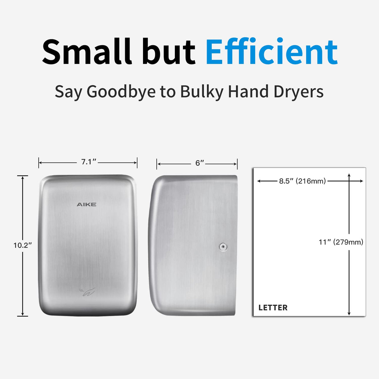 AIKE Stainless Steel Electric Jet Hand Dryer, UL Approved 120V, AK2803D