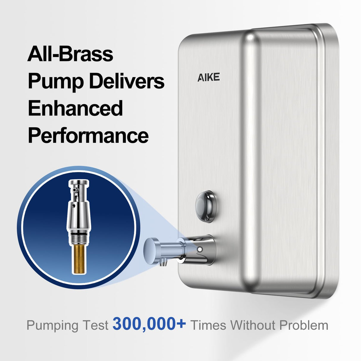 AIKE 37 FL OZ (1100ml) Stainless Steel Soap Dispenser With Anti-Leak Brass Pump, AK1003 - AIKE Direct Store