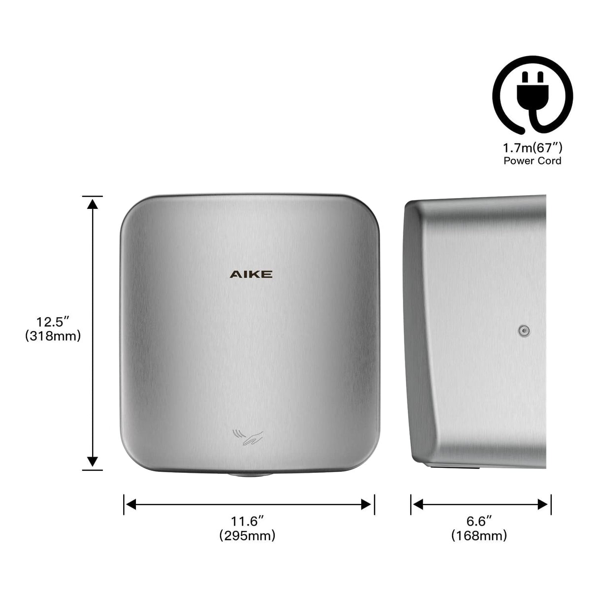 AIKE Heavy Duty Electric Jet Hand Dryer for Commercial Bathroom, AK2800C