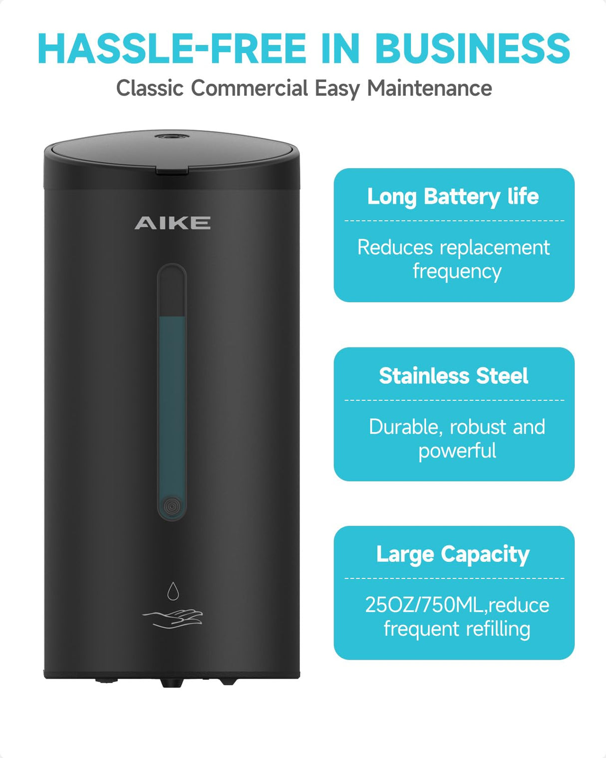 AIKE Automatic 5-Gear Adjustable Liquid Soap Dispenser 25 Fl Oz, AK1205E