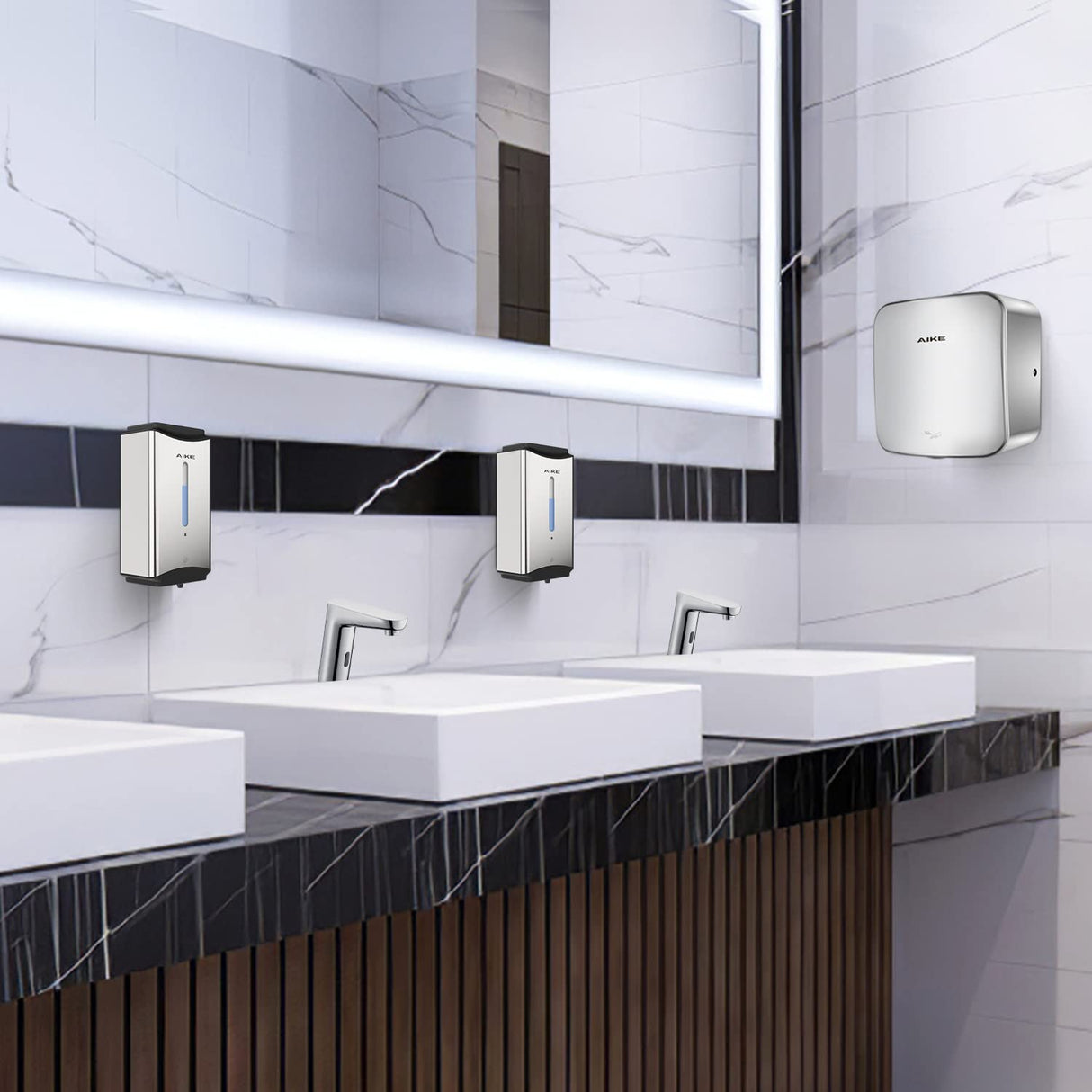 AIKE 37fl.oz/1100ml Automatic Soap Dispenser For Commercial Bathroom, Model AK1206