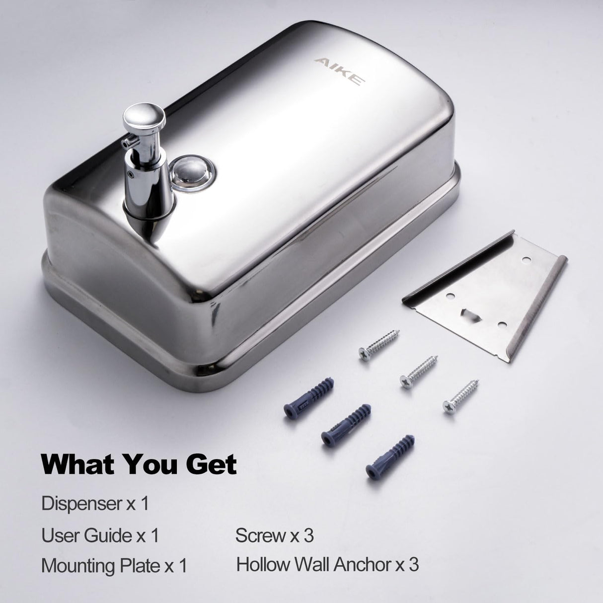 AIKE Stainless Steel Shelled Manual Soap Dispenser For Bathroom, 34fl.oz/1000ml,Model AK1001 - AIKE Direct Store