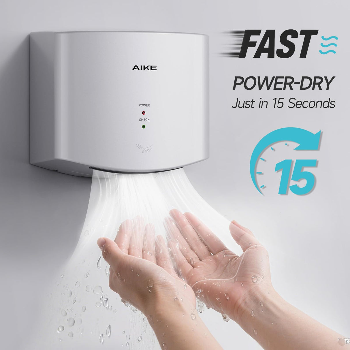 AIKE Air Wiper Compact Electric Hand Dryer for Commercial Bathroom, AK2630s