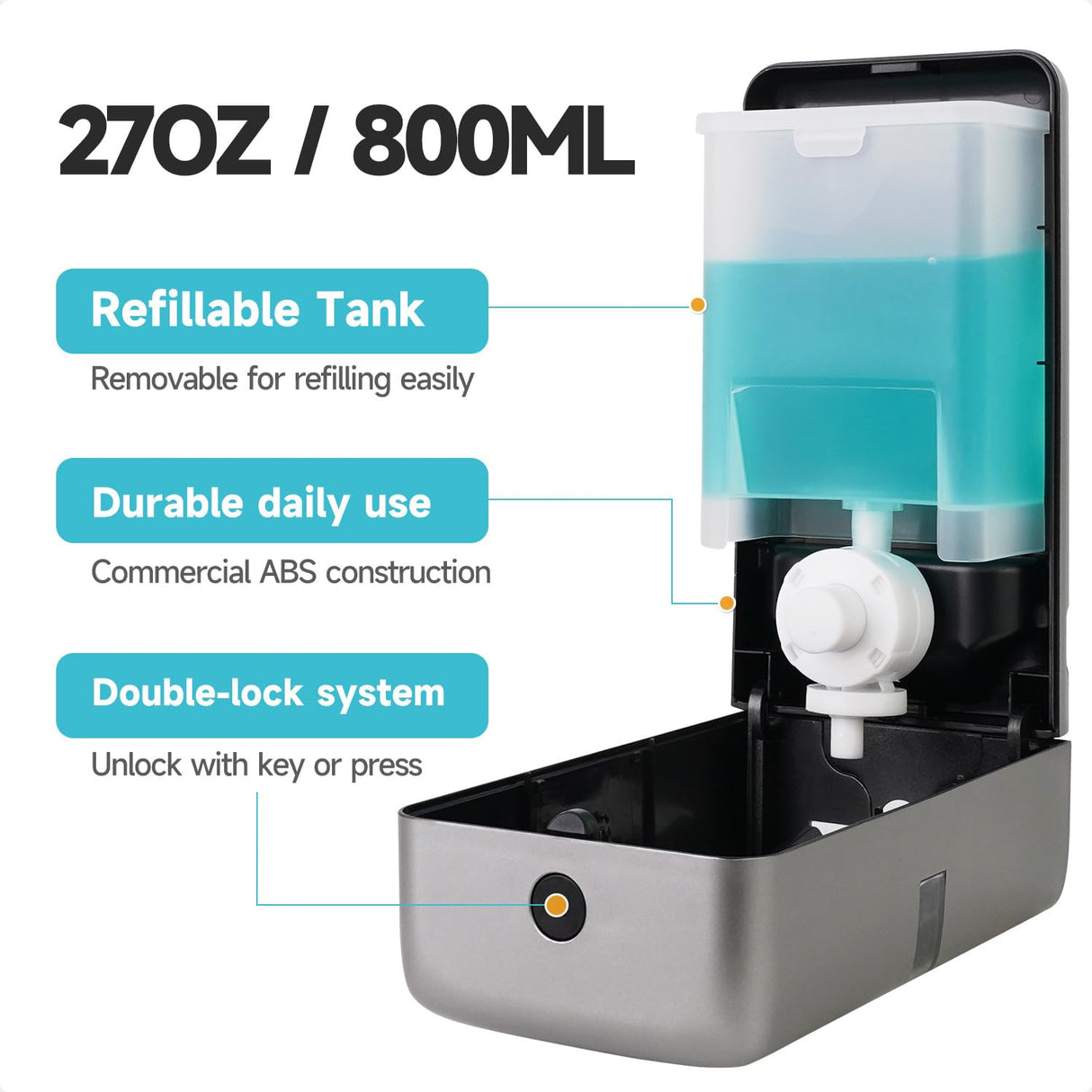 AIKE Manual Liquid Soap Dispenser with Extended Pump, 27fl oz /800ml Large Capacity for Commercial Bathrooms,Model AK1008 - AIKE Direct Store