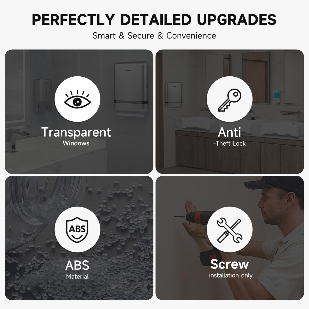 AIKE Commercial Wall Mount Paper Towel Dispenser with Lock,400 Sheets Large Capacity,Model AK5301