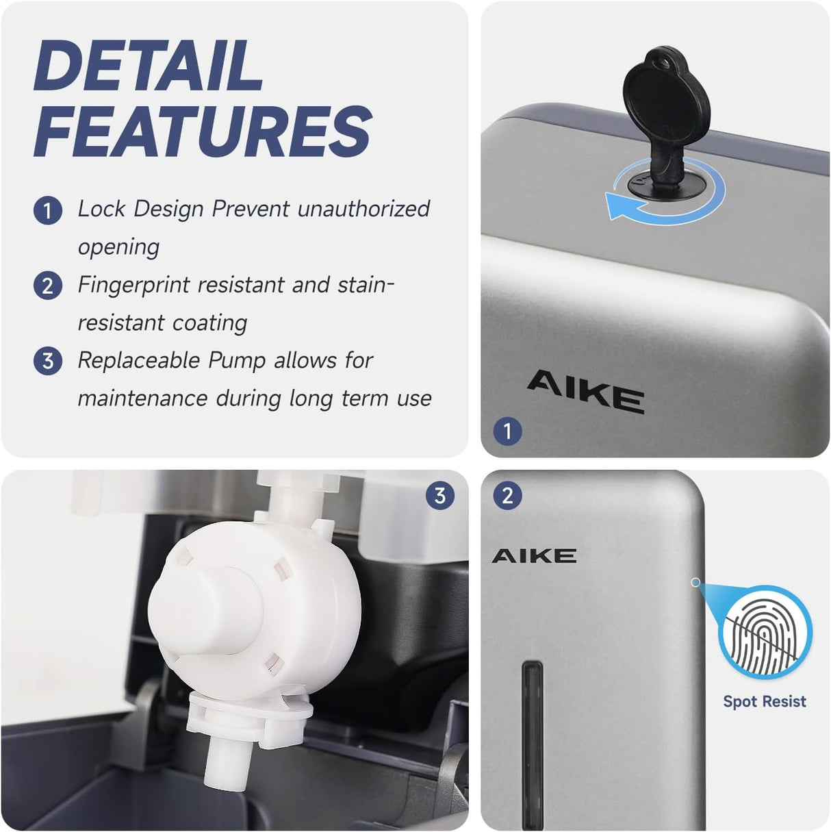 AIKE Manual Push Liquid Soap Dispenser for Commercial Bathroom 27oz Large Capacity,Model AK1006 - AIKE Direct Store