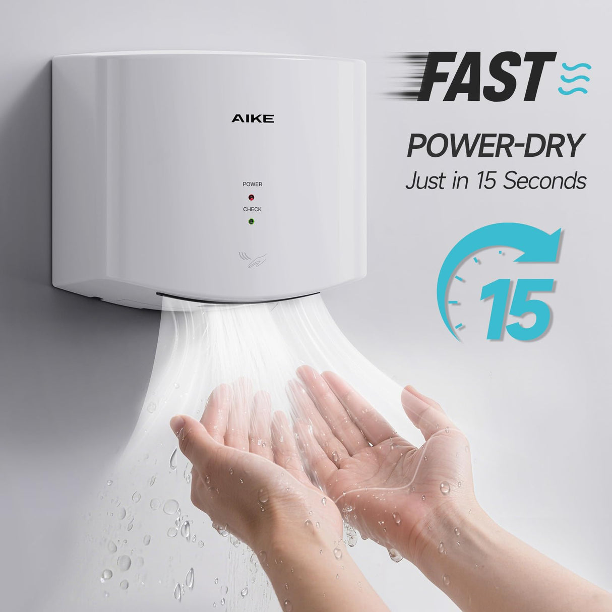 AIKE Air Wiper Compact Electric Hand Dryer for Commercial Bathroom, AK2630s