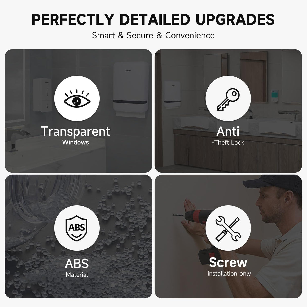 AIKE Commercial Wall Mount Paper Towel Dispenser with Lock,400 Sheets Large Capacity,Model AK5301