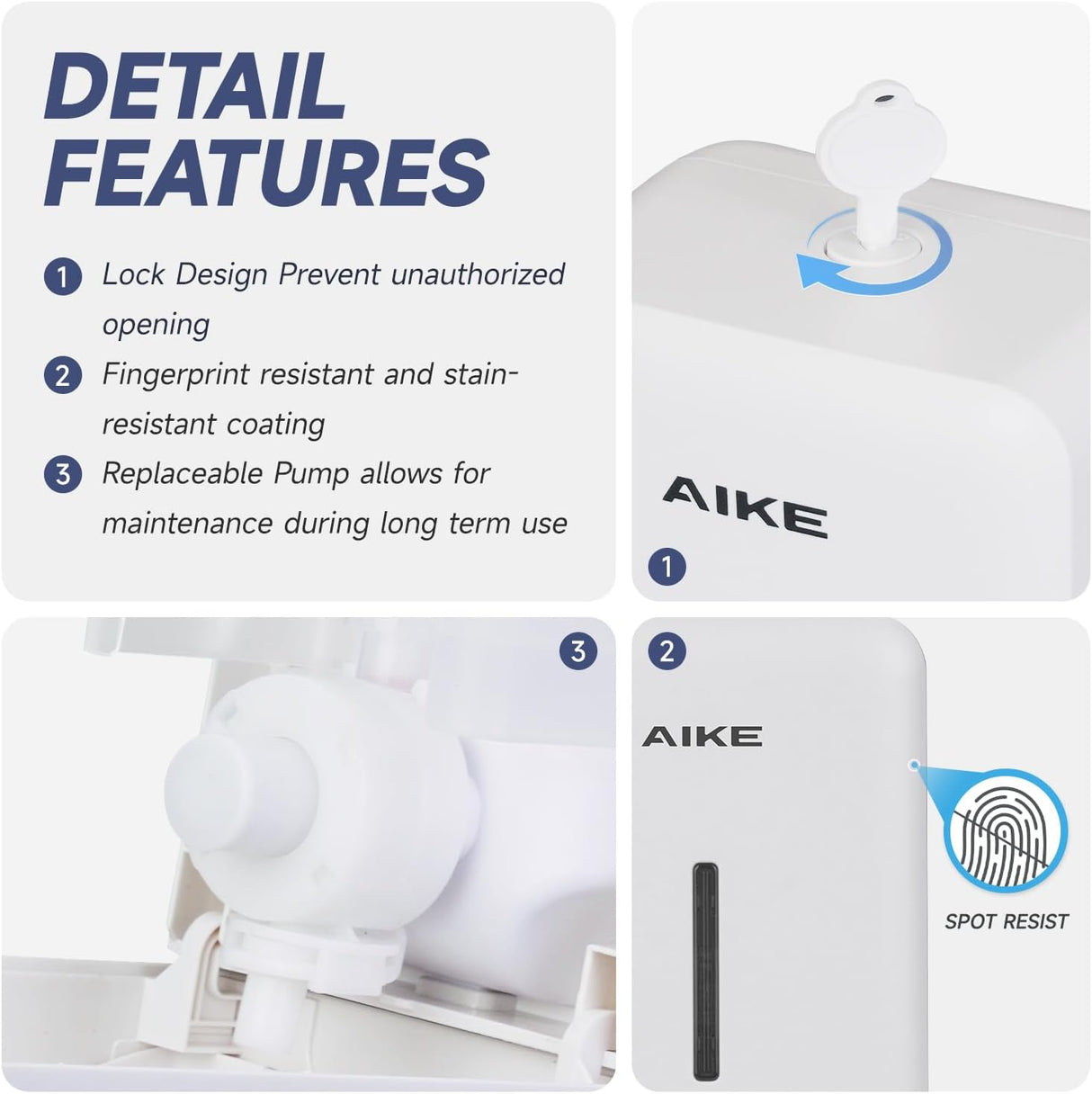 AIKE Manual Push Liquid Soap Dispenser for Commercial Bathroom 27oz Large Capacity,Model AK1006 - AIKE Direct Store