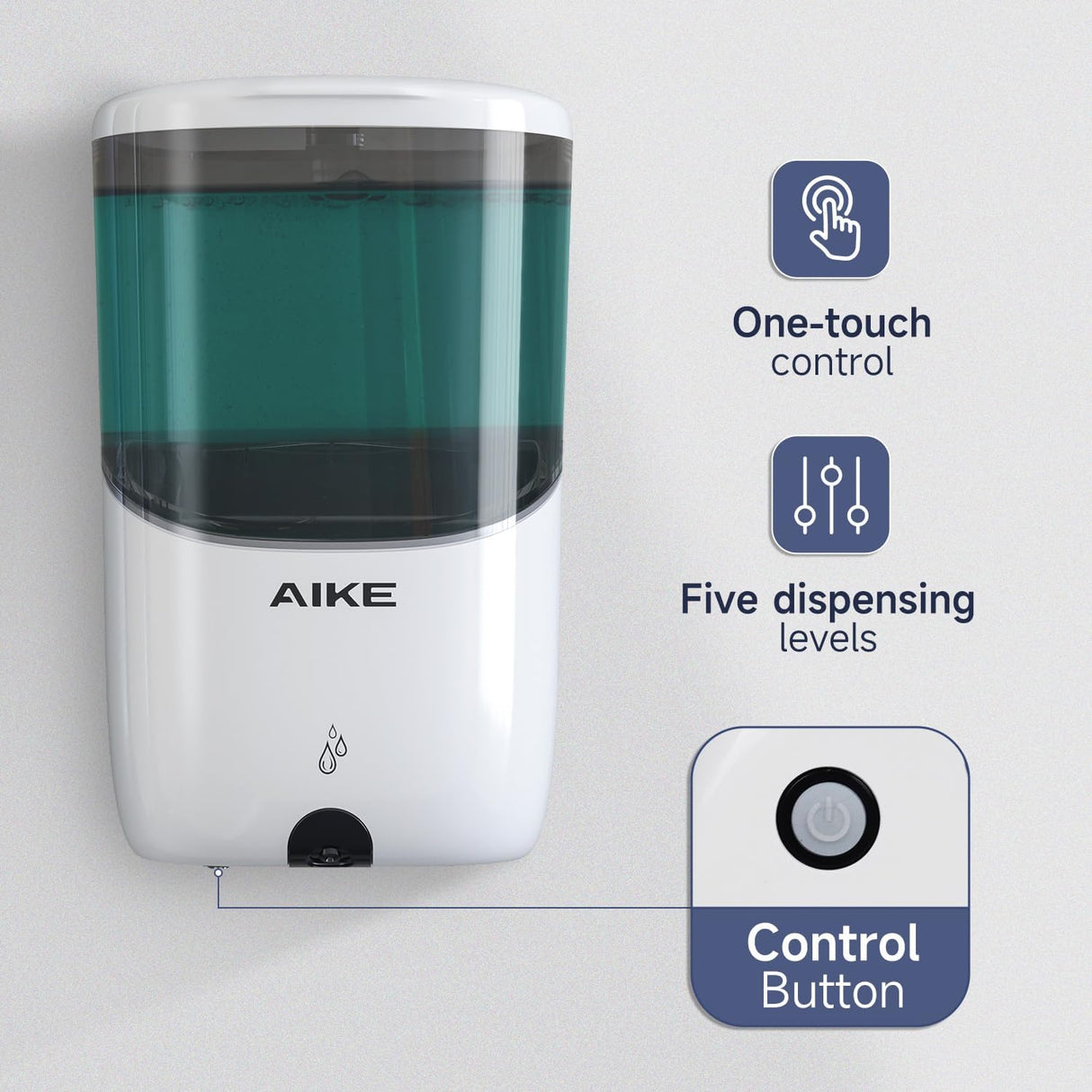 AIKE Automatic Wall-Mounted Soap Dispenser for Bathroom and Kitchen 24fl.oz/700ml, Model AK1216 - AIKE Direct Store
