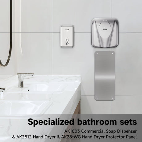 AIKE Stainless Steel Backsplash for Hand Dryer Wall Splash Guard Protector Panel AK28-WG(31.89'' X 13.19'',1 PCS) - AIKE Direct Store