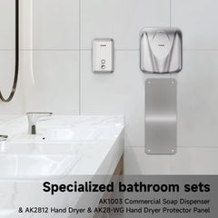 AIKE Stainless Steel Backsplash for Hand Dryer Wall Splash Guard Protector Panel AK28-WG(31.89'' X 13.19'',1 PCS) - AIKE Direct Store