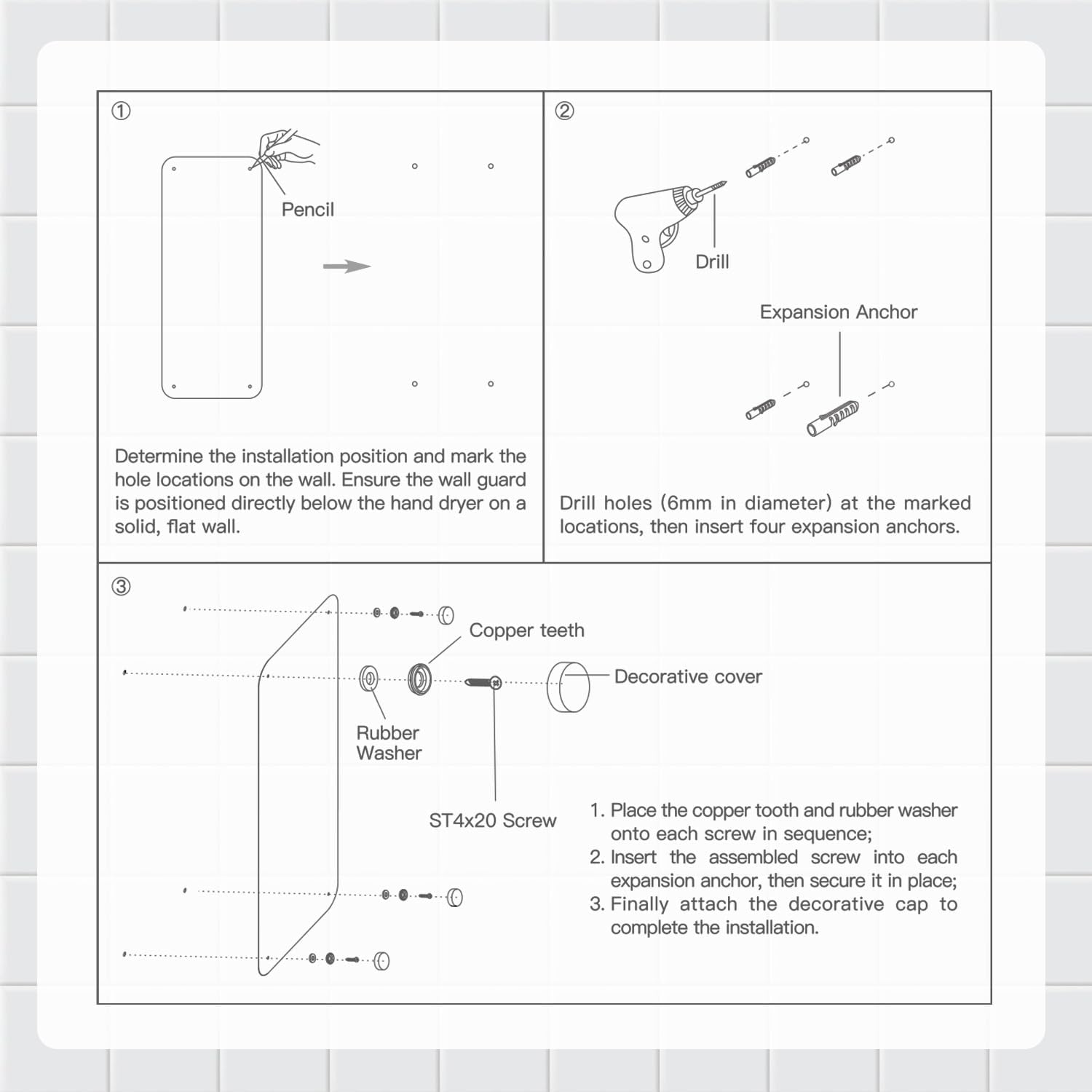 AIKE Stainless Steel Backsplash for Hand Dryer Wall Splash Guard Protector Panel AK28-WG(31.89'' X 13.19'',1 PCS) - AIKE Direct Store