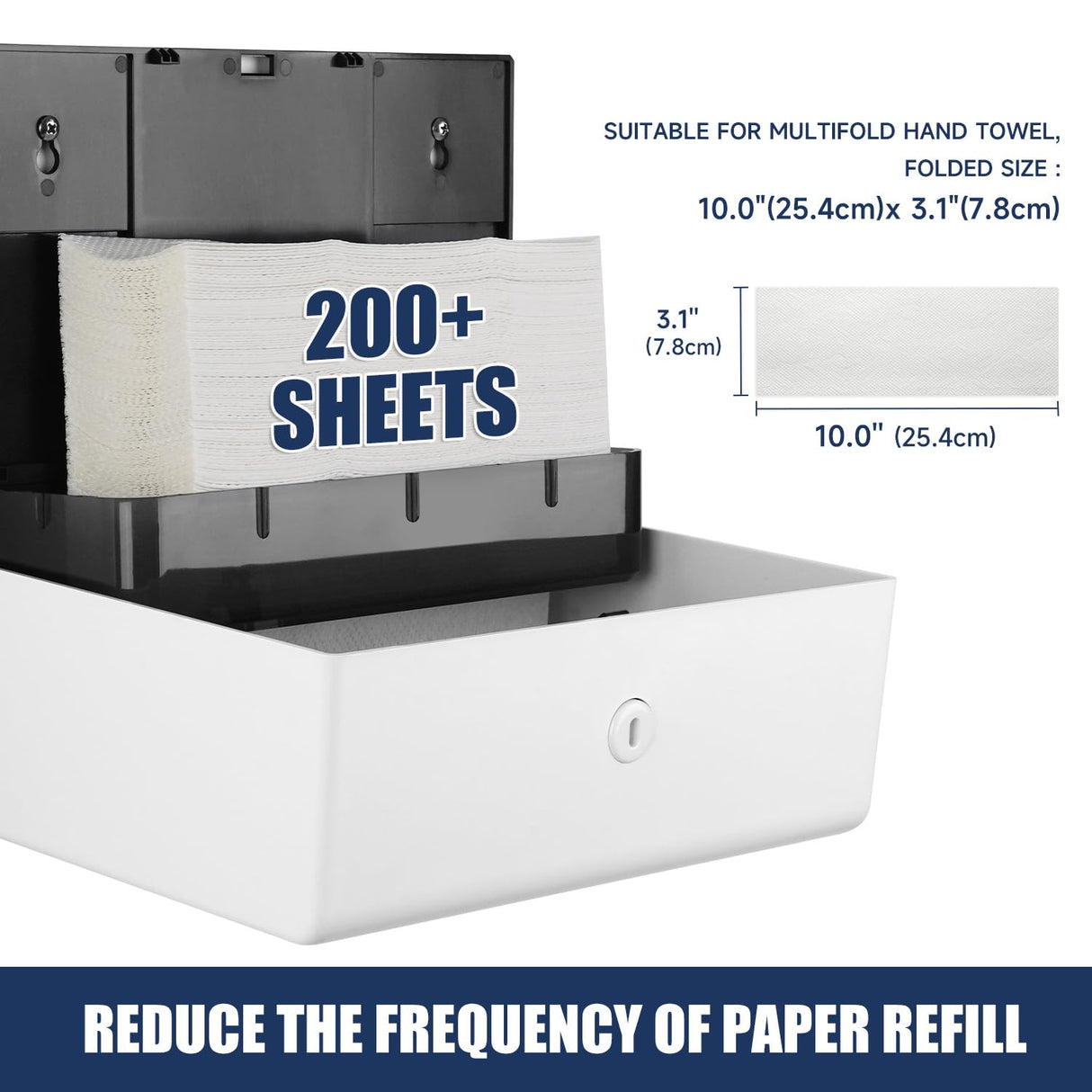 AIKE 200 Sheets Wall Mount Paper Towel Dispenser with Clear Window.Fit Multifold Paper Size 10"x3.1" or Smaller,Model AK5102 - AIKE Direct Store