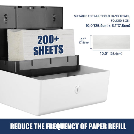 AIKE 200 Sheets Wall Mount Paper Towel Dispenser with Clear Window.Fit Multifold Paper Size 10"x3.1" or Smaller,Model AK5102 - AIKE Direct Store