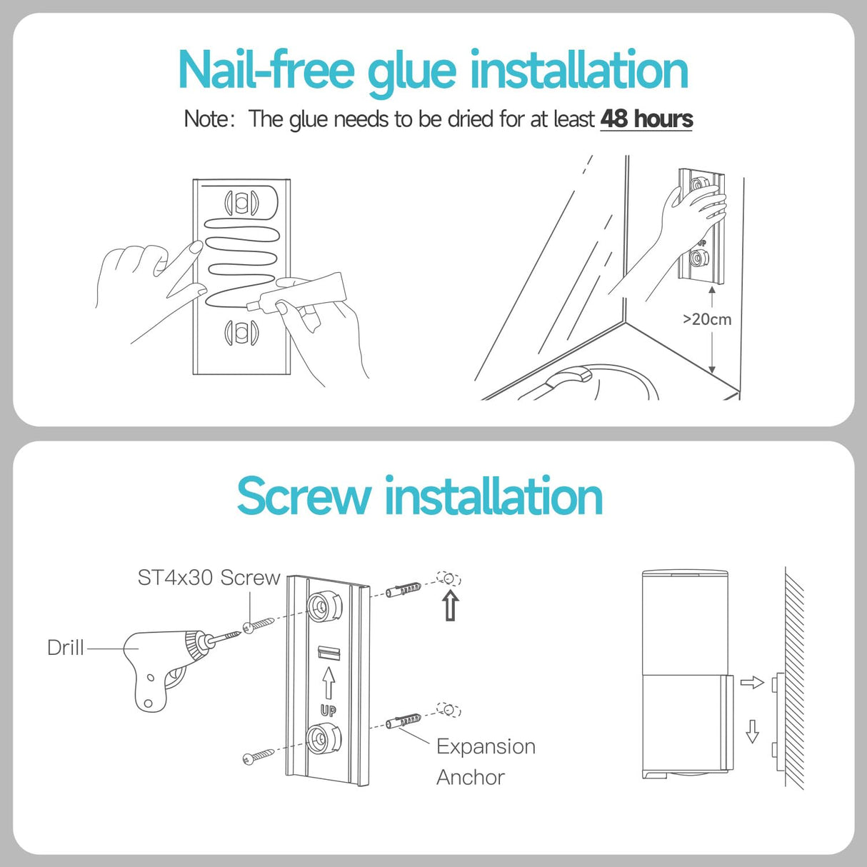 AIKE IPX7 Waterproof Automatic Soap Dispenser Wall Mount,for Home and Commercial Bathroom 13.5oz ,Model AK1213-1 - AIKE Direct Store