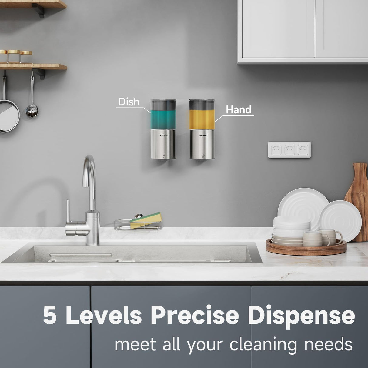 AIKE IPX7 Waterproof Automatic Soap Dispenser Wall Mount,for Home and Commercial Bathroom 13.5oz ,Model AK1213-1 - AIKE Direct Store