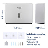 AIKE 200 Sheets Wall Mount Paper Towel Dispenser with Clear Window.Fit Multifold Paper Size 10"x3.1" or Smaller,Model AK5102 - AIKE Direct Store