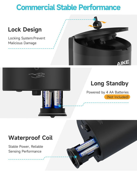 AIKE Automatic Foam Stainless Steel Soap Dispenser 5-Gear Adjustable 25 Fl Oz,Model AK1205FA - AIKE Direct Store