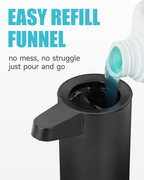 AIKE SensePro Automatic Soap Dispenser Type-C Rechargable, Stainless Matte Black Coating 12.8 fl.oz. for Liquid Soap - AIKE Direct Store