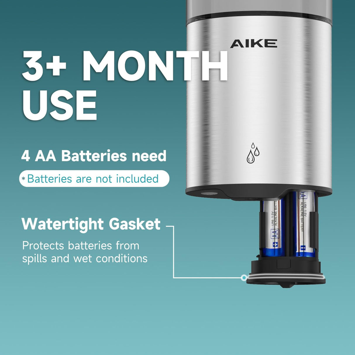 AIKE IPX7 Waterproof Automatic Soap Dispenser Wall Mount,for Home and Commercial Bathroom 13.5oz ,Model AK1213-1 - AIKE Direct Store