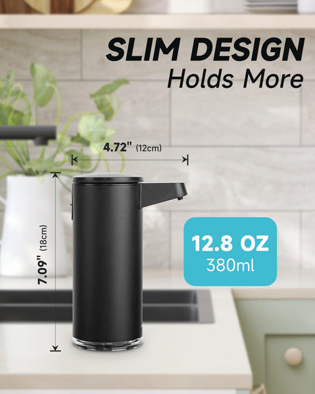 AIKE SensePro Automatic Soap Dispenser Type-C Rechargable, Stainless Matte Black Coating 12.8 fl.oz. for Liquid Soap - AIKE Direct Store