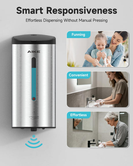AIKE Automatic Foam Stainless Steel Soap Dispenser 5-Gear Adjustable 25 Fl Oz,Model AK1205FA - AIKE Direct Store