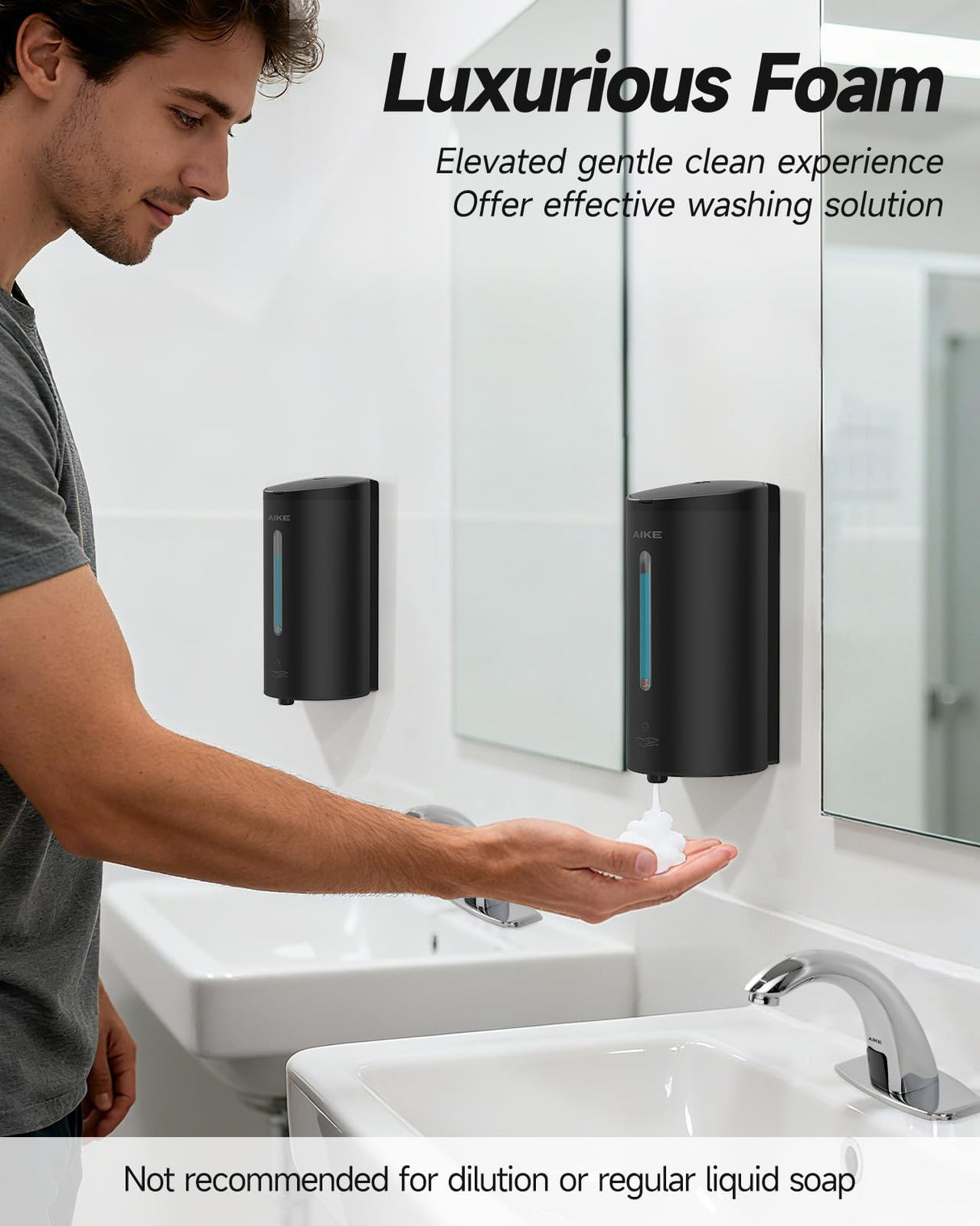 AIKE Automatic Foam Stainless Steel Soap Dispenser 5-Gear Adjustable 25 Fl Oz,Model AK1205FA - AIKE Direct Store