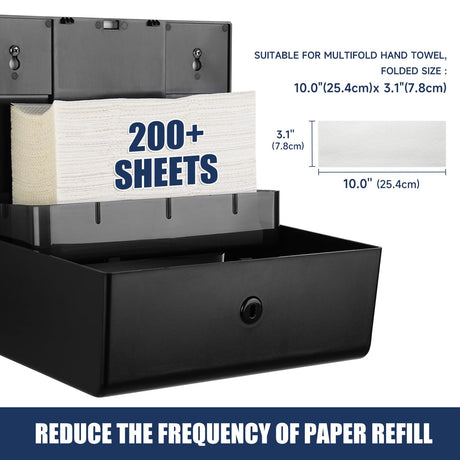 AIKE 200 Sheets Wall Mount Paper Towel Dispenser with Clear Window.Fit Multifold Paper Size 10"x3.1" or Smaller,Model AK5102 - AIKE Direct Store