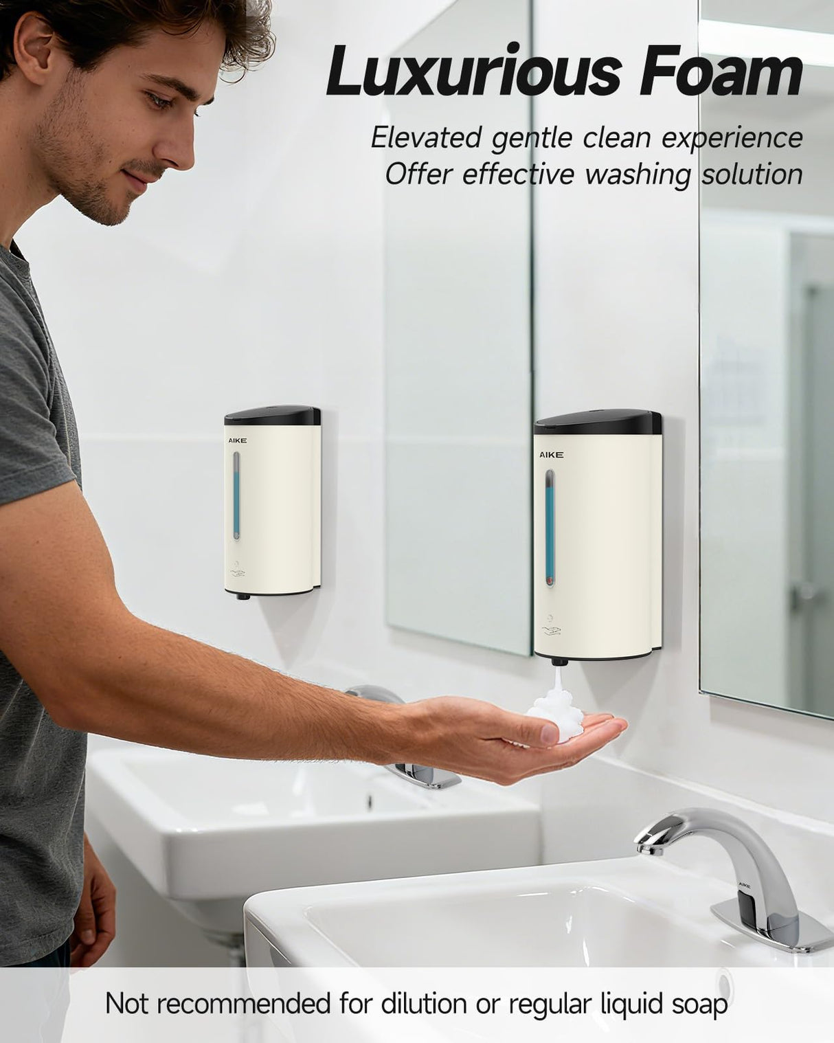 AIKE Automatic Foam Stainless Steel Soap Dispenser 5-Gear Adjustable 25 Fl Oz,Model AK1205FA - AIKE Direct Store