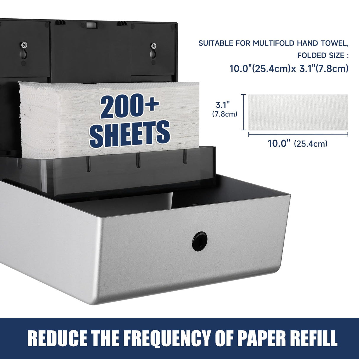 AIKE 200 Sheets Wall Mount Paper Towel Dispenser with Clear Window.Fit Multifold Paper Size 10"x3.1" or Smaller,Model AK5102 - AIKE Direct Store