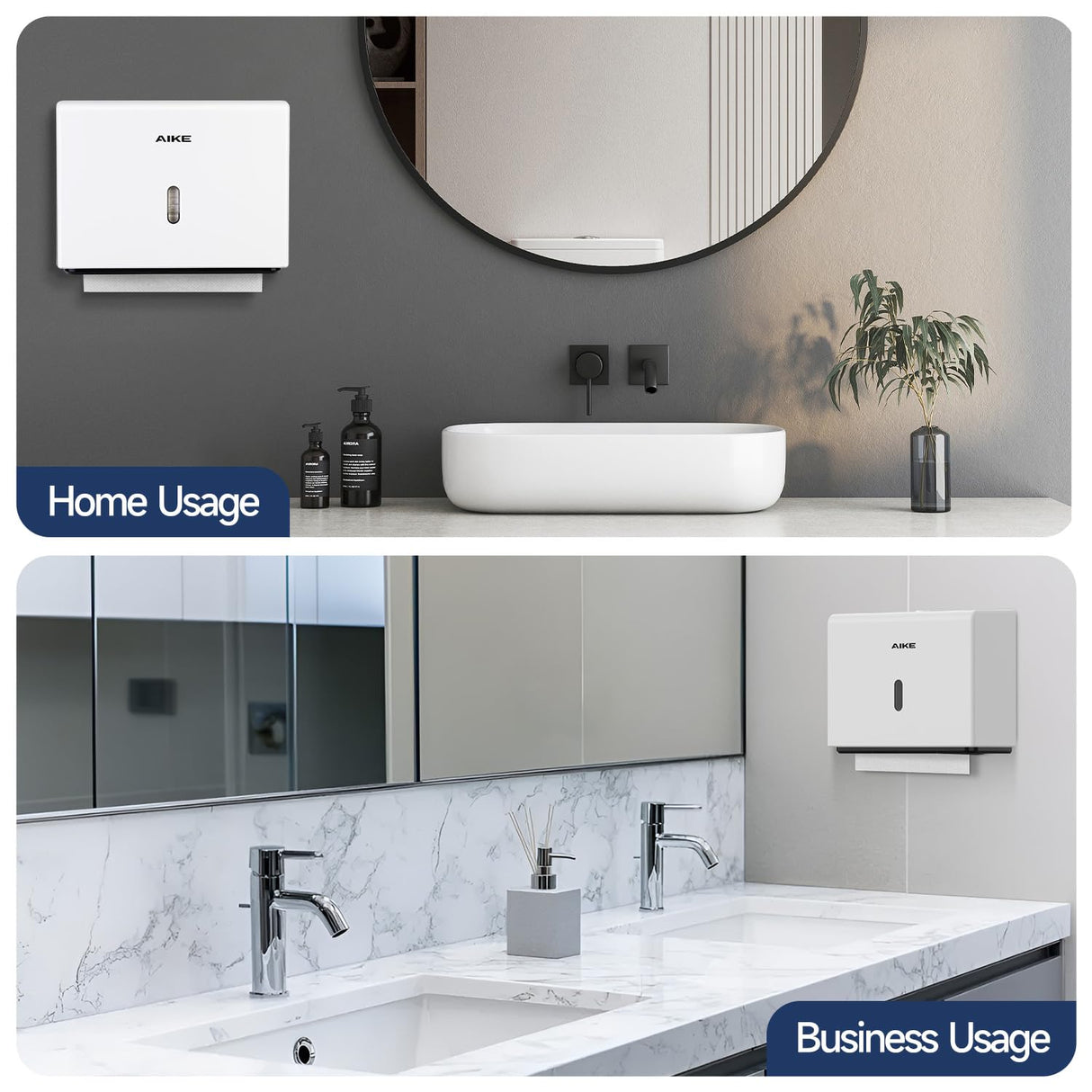 AIKE 200 Sheets Wall Mount Paper Towel Dispenser with Clear Window.Fit Multifold Paper Size 10"x3.1" or Smaller,Model AK5102 - AIKE Direct Store