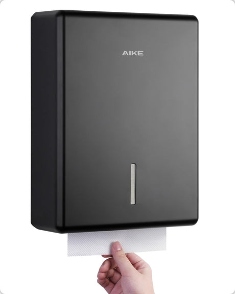 AIKE Commercial Wall Mount Paper Towel Dispenser with Lock, 400 Sheet Capacity, Fits Folded Size 10" x 3.5" Towels, Model AK5302 - AIKE Direct Store