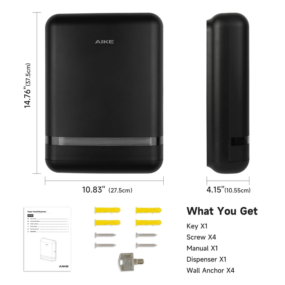 AIKE Commercial Wall Mount Paper Towel Dispenser with Lock,400 Sheets Large Capacity,Model AK5301