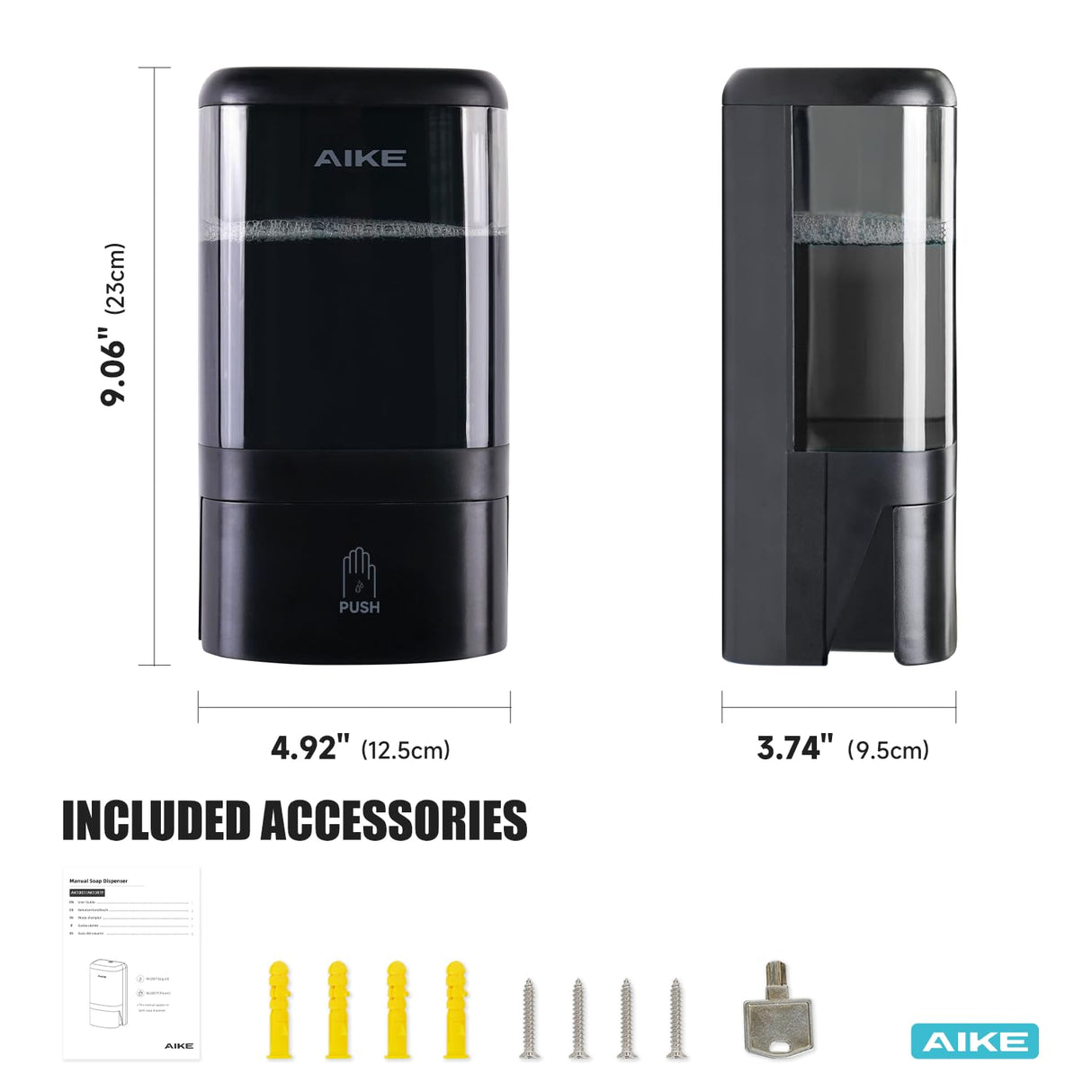 AIKE Wall-mounted Manual Liquid Soap Dispenser for Commercial Restrooms Large Capacity 40.58 fl oz/1.2L , Model AK1007 - AIKE Direct Store